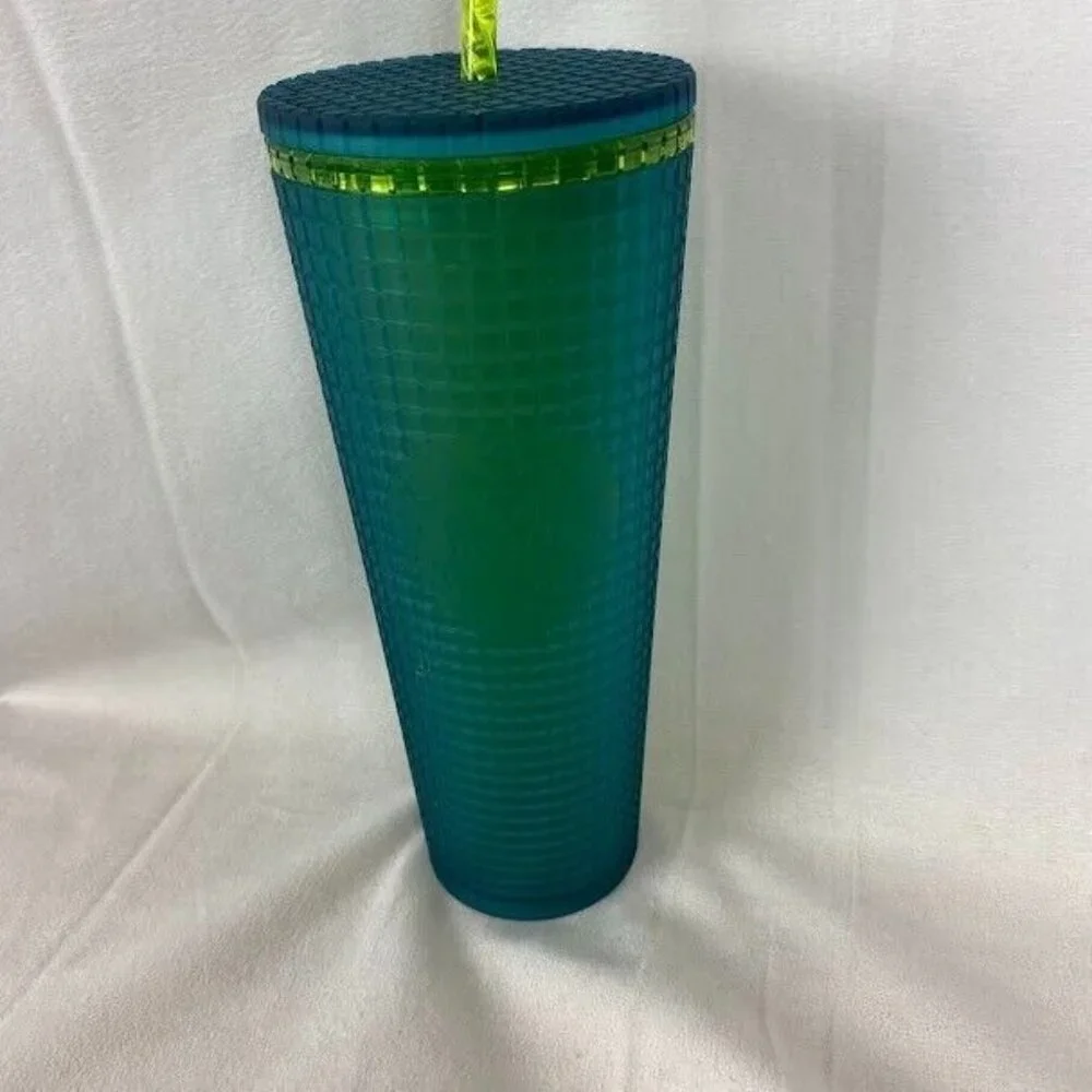 Starbucks‎ Winter 2022 Green / Yellow / Blue Studded Grid 24oz Venti Tumbler Cup